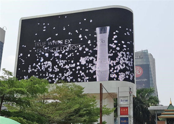 DIP346 P10 घुमावदार एलईडी स्क्रीन पूर्ण रंग आउटडोर विज्ञापन स्क्रीन 10000 डॉस / वर्गमीटर